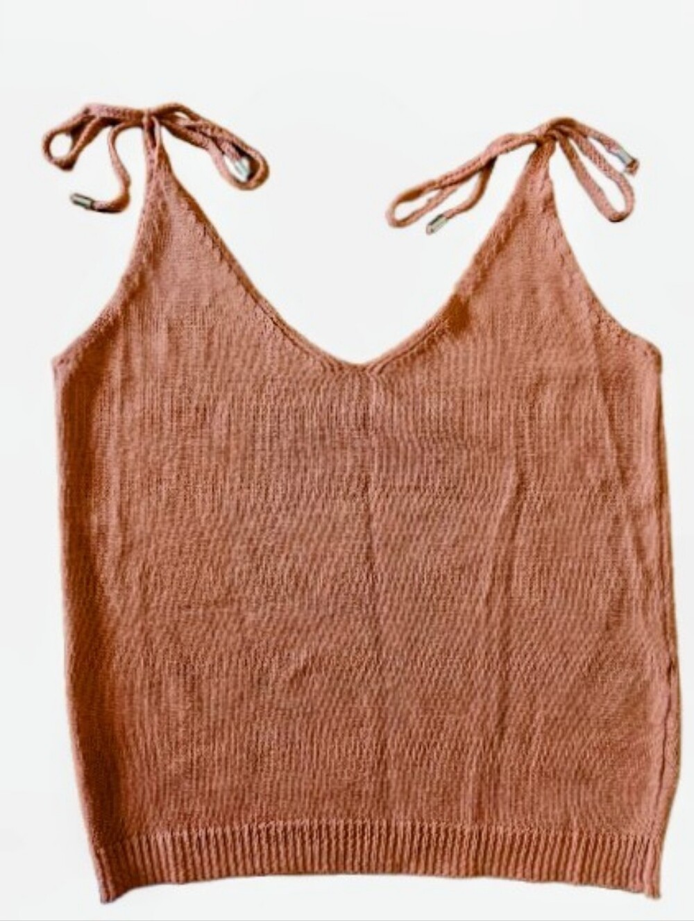 Women's Knit Tie Tank Top - Rust